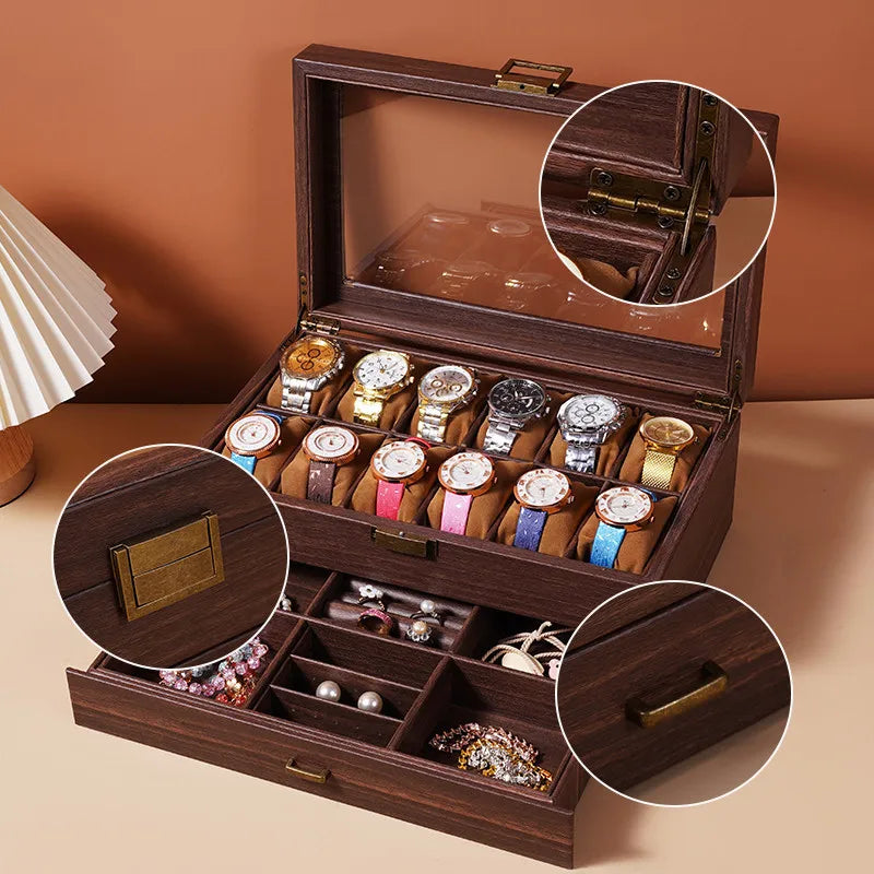 Grande Boîte à Montre en Bois