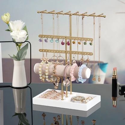 Soporte para Collares y Joyas en Metal Dorado